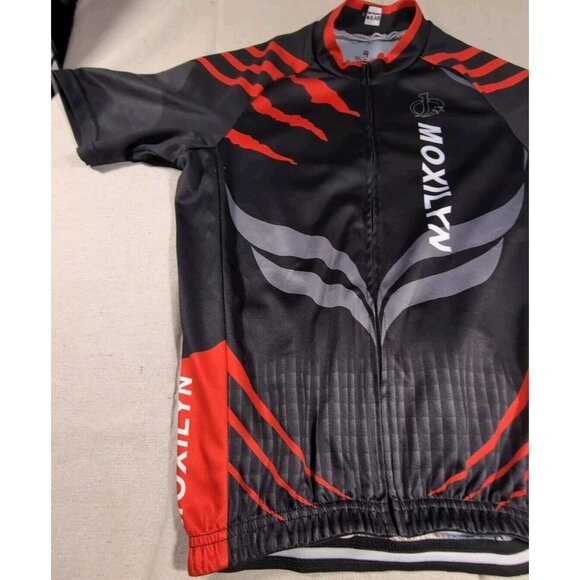 Cycling Jersey Mens Small Black Red Moxilyn Full Zip Short Sleeve Bicycle Racing - Picture 2 of 10